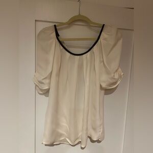 Joie Cream Blouse with Black Trim